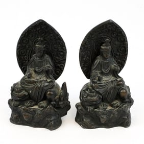 Tibetan Style Cast Iron Bookend Pair