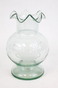 Uranium Glass Ruffled Top Vase