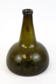 Antique Green Glass Onion Bottle