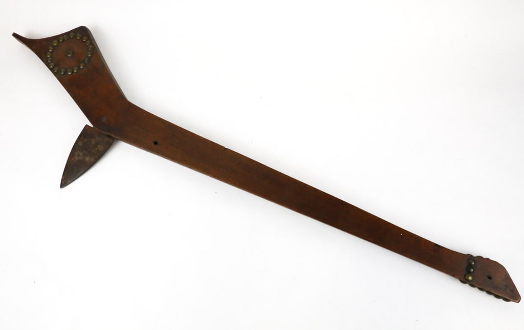 American Indian War Club: American Indian war club, often referred to as a gunstock war club. This war club is old and quite rare. In good condition. Size: 32"l