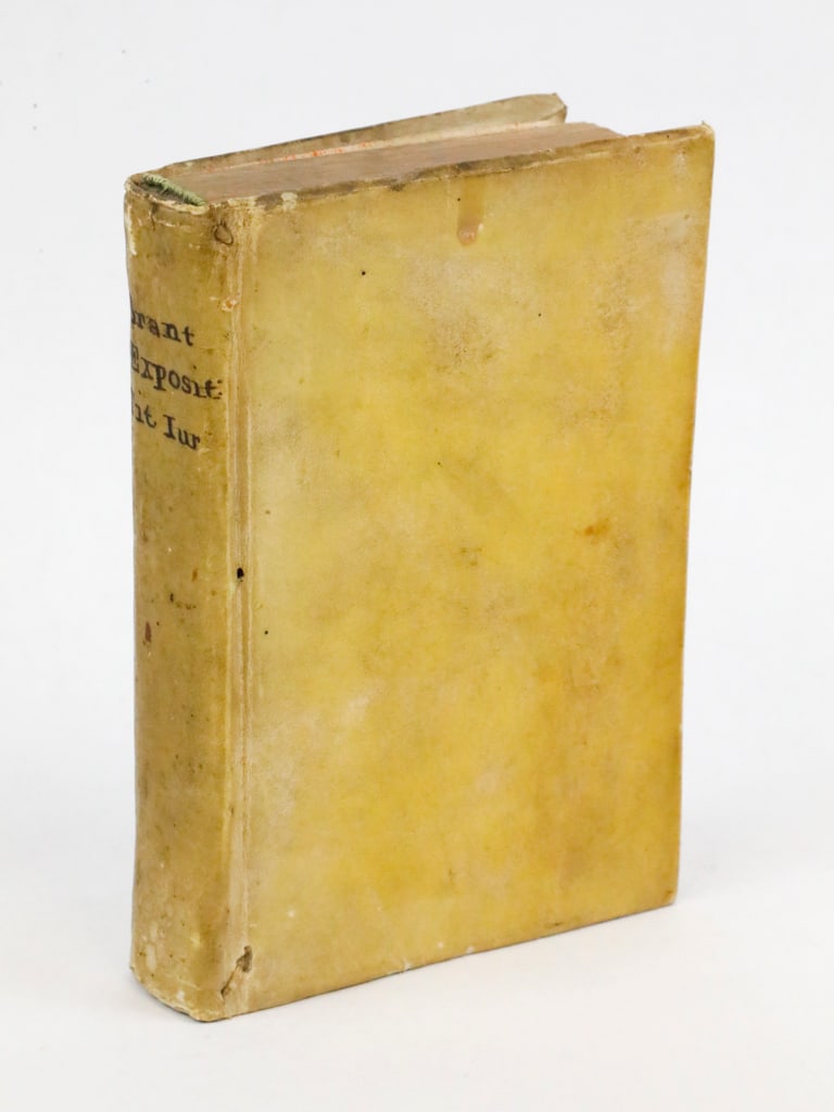 "Titulorum Latin Book", 1555: Book titled, "Titulorum omnium iuris tam civilis, quam canonici expositiones", (Expositions on All titles of Civil and Canon Law), 1555, by Sebastian Brant (German Jurist 1458-1521). Written in latin,