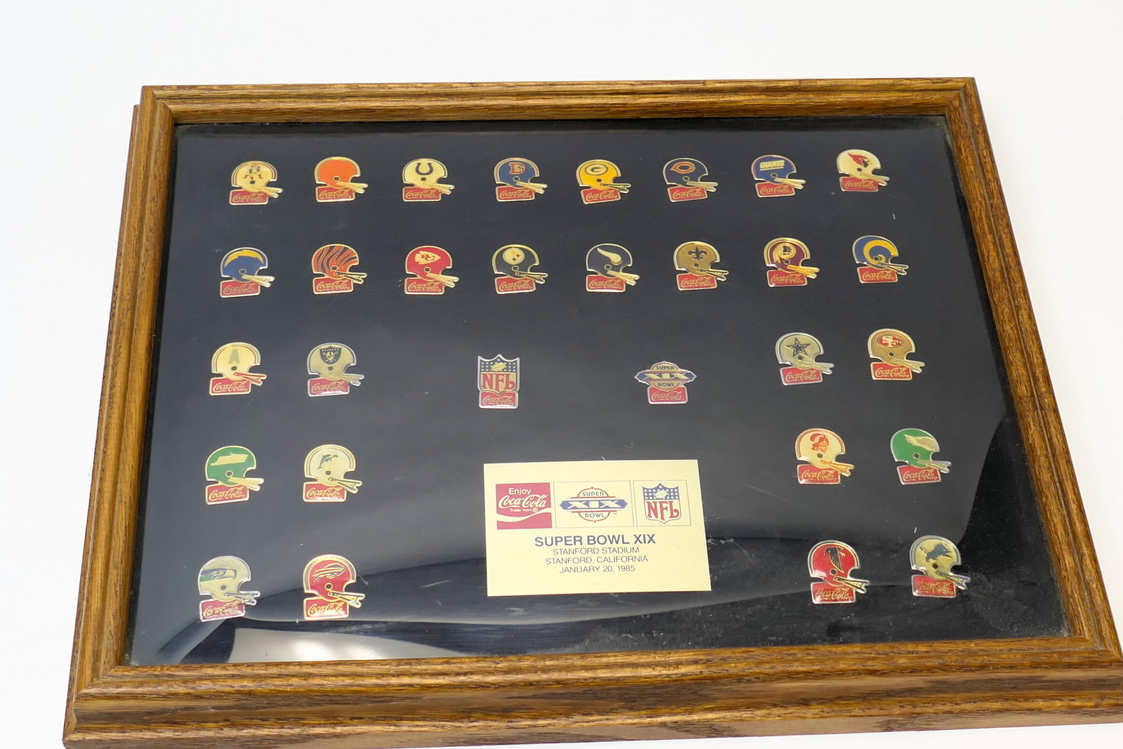 Framed Super Bowl Coca-Cola Pin Set (1 of 7)
