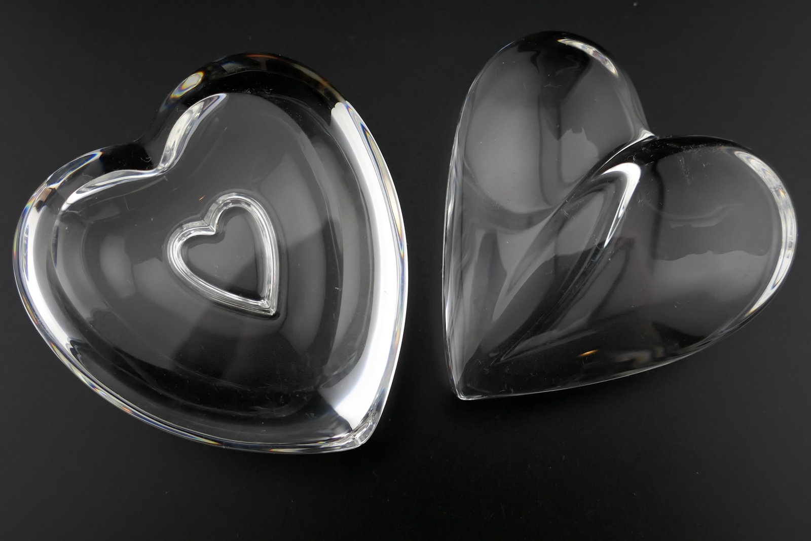 Two Steuben Crystal Heart Paperweights (1 of 5)