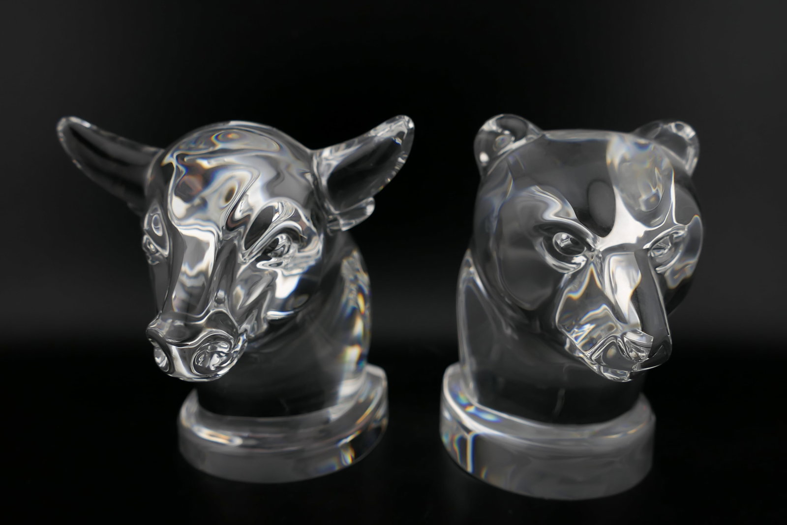 Steuben Crystal Bull and Bear Paperweights (1 of 14)