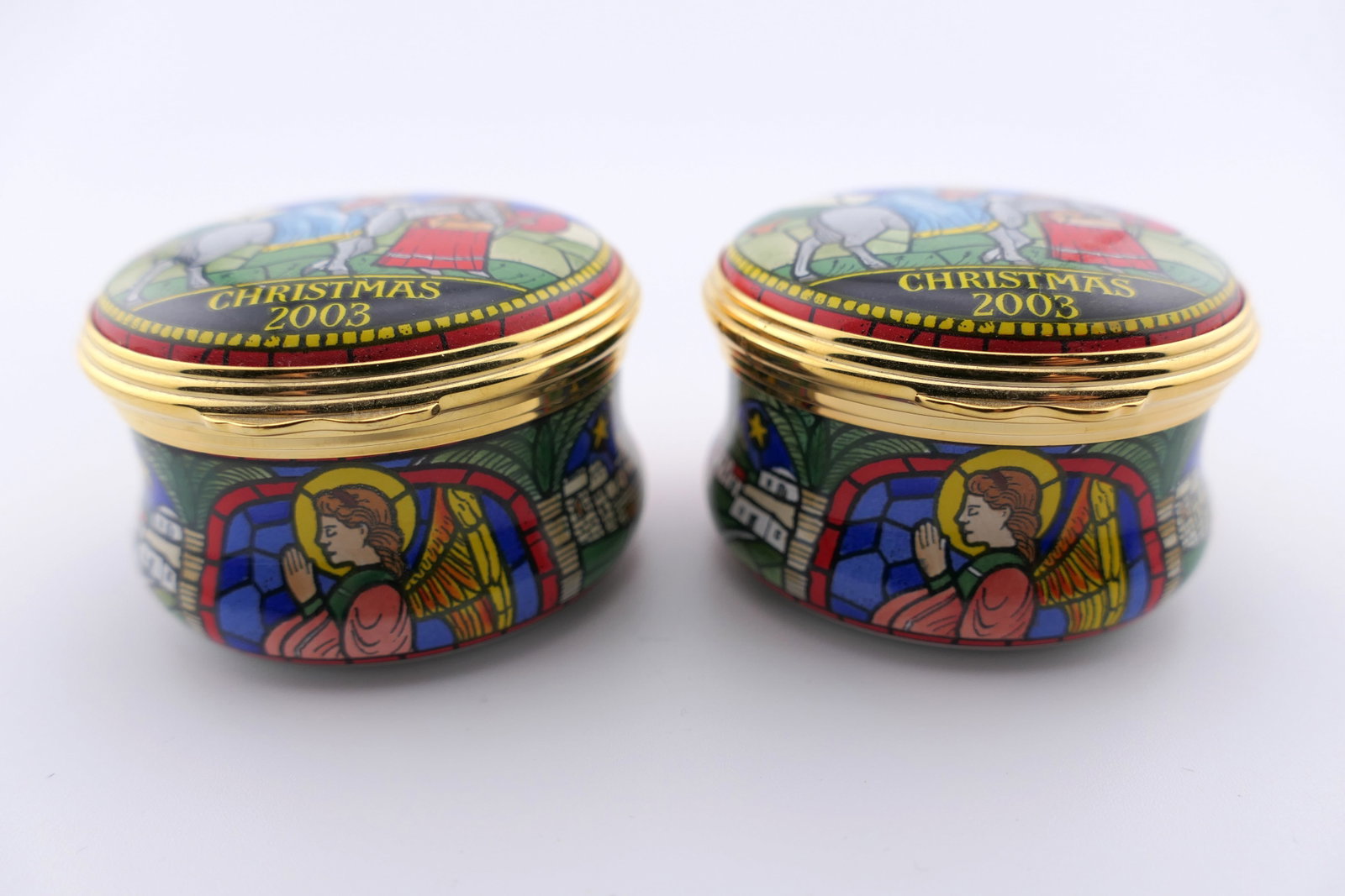 Two 2003 Halcyon Days Christmas Trinket Boxes (1 of 5)