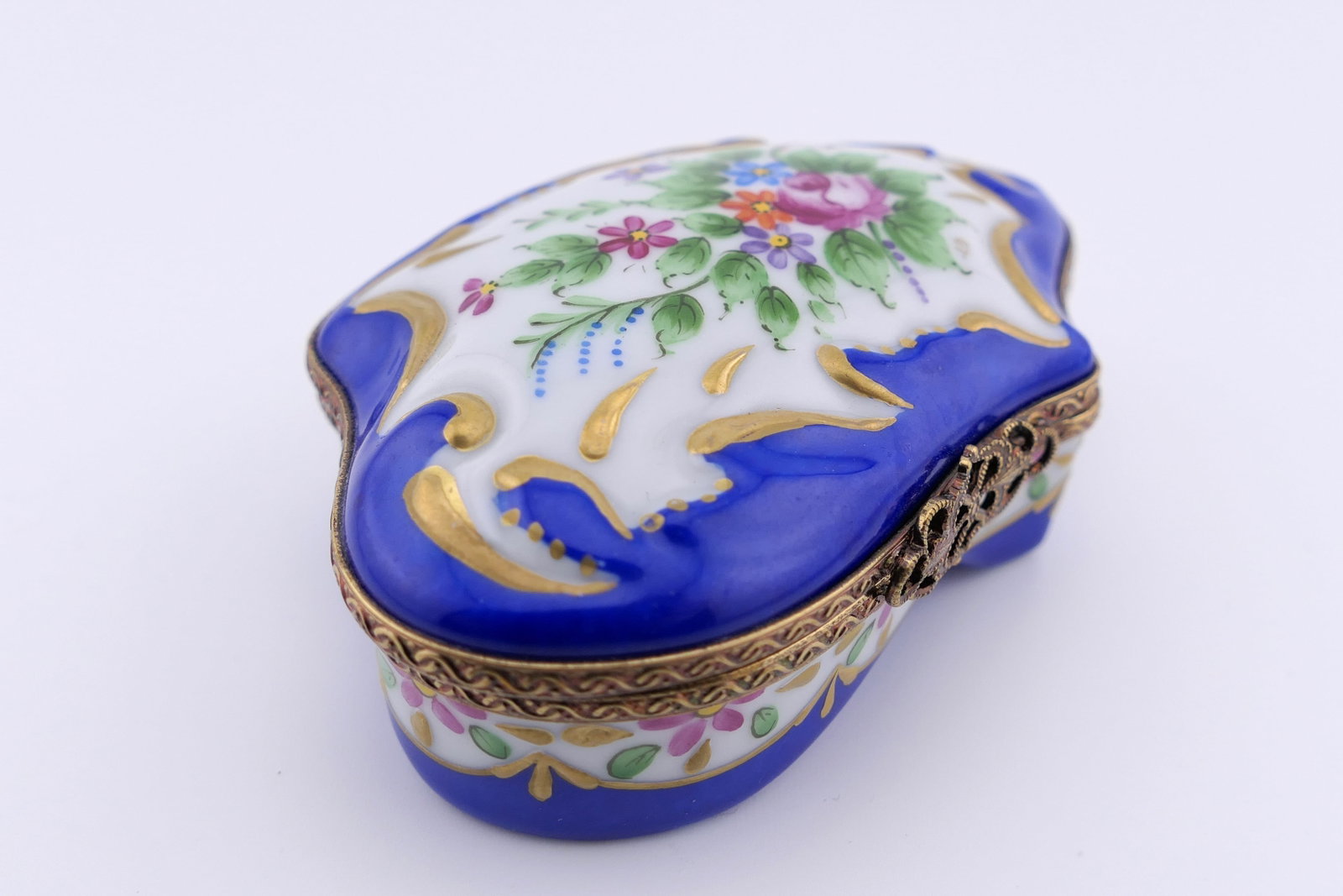 Limoges Porcelain Cobalt Blue Trinket Box (1 of 5)