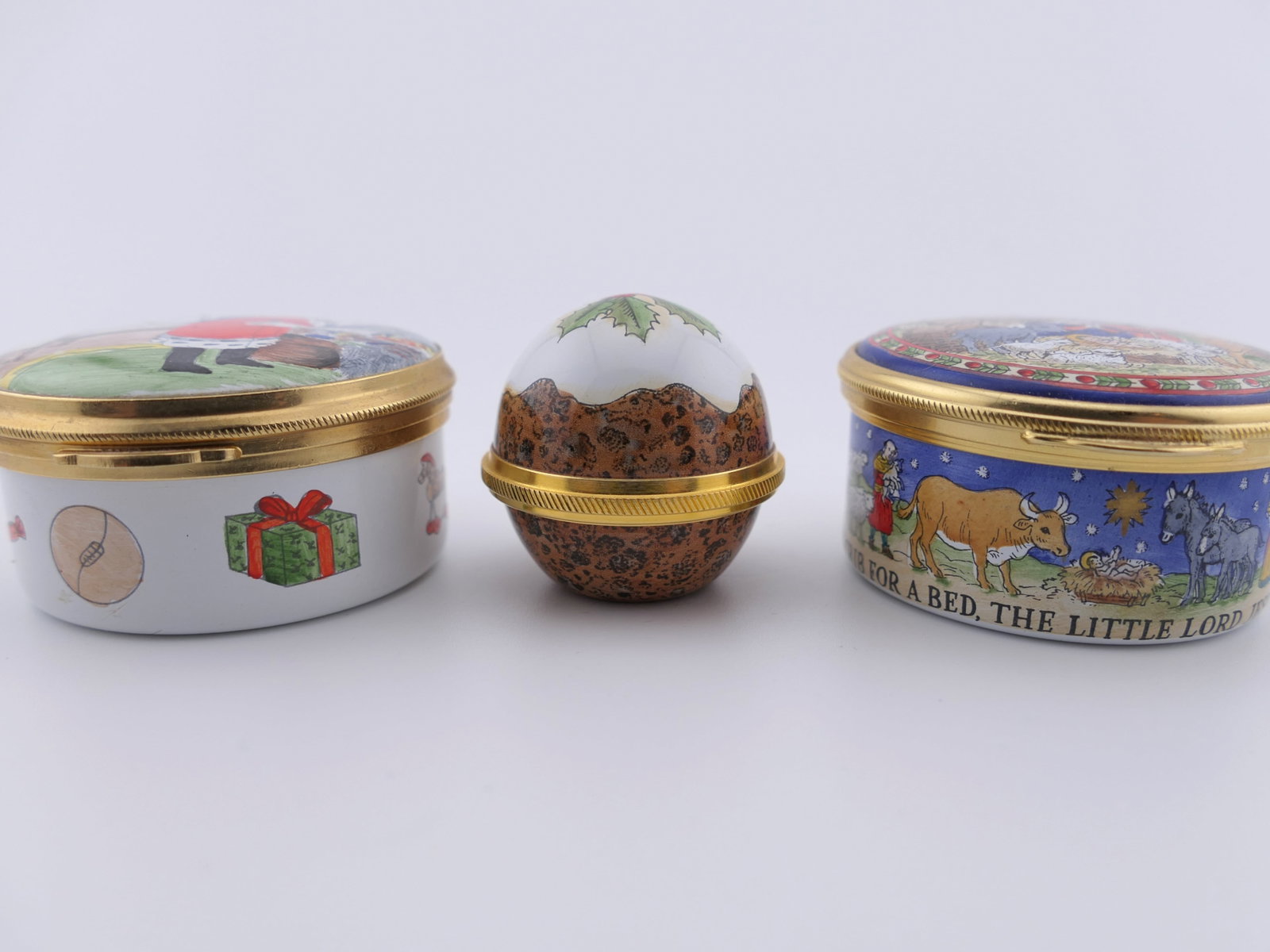 Three Staffordshire Christmas Trinket Boxes (1 of 6)