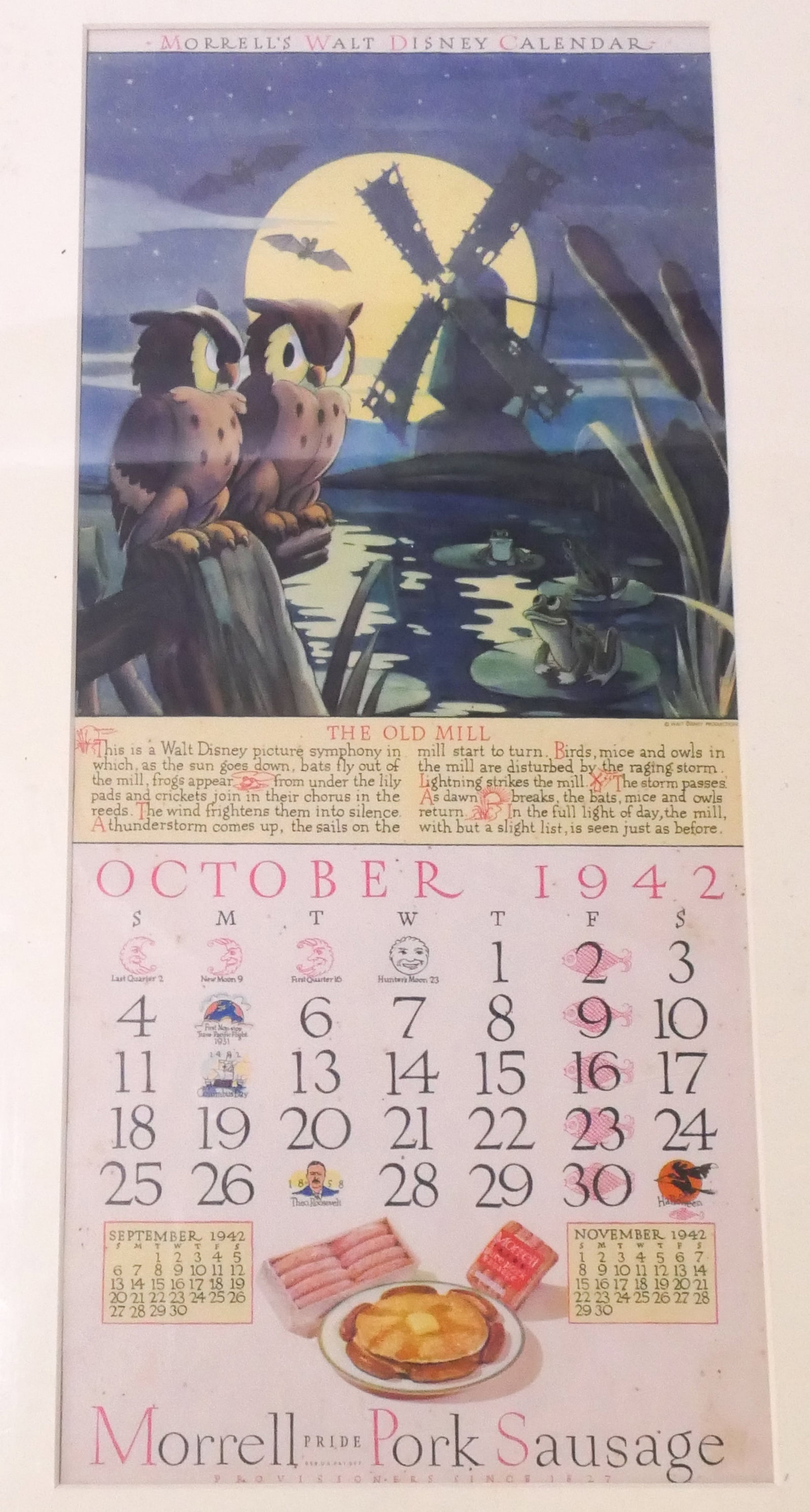 1942 Morrell's Walt Disney Calendar Page (1 of 6)