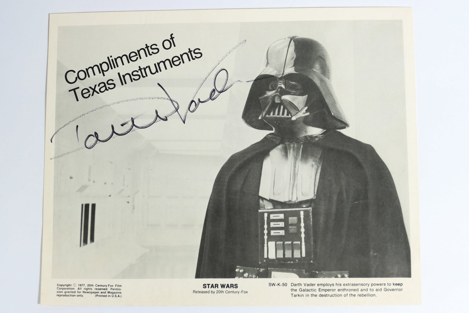 1977 Darth Vader Promo Autograph (1 of 6)