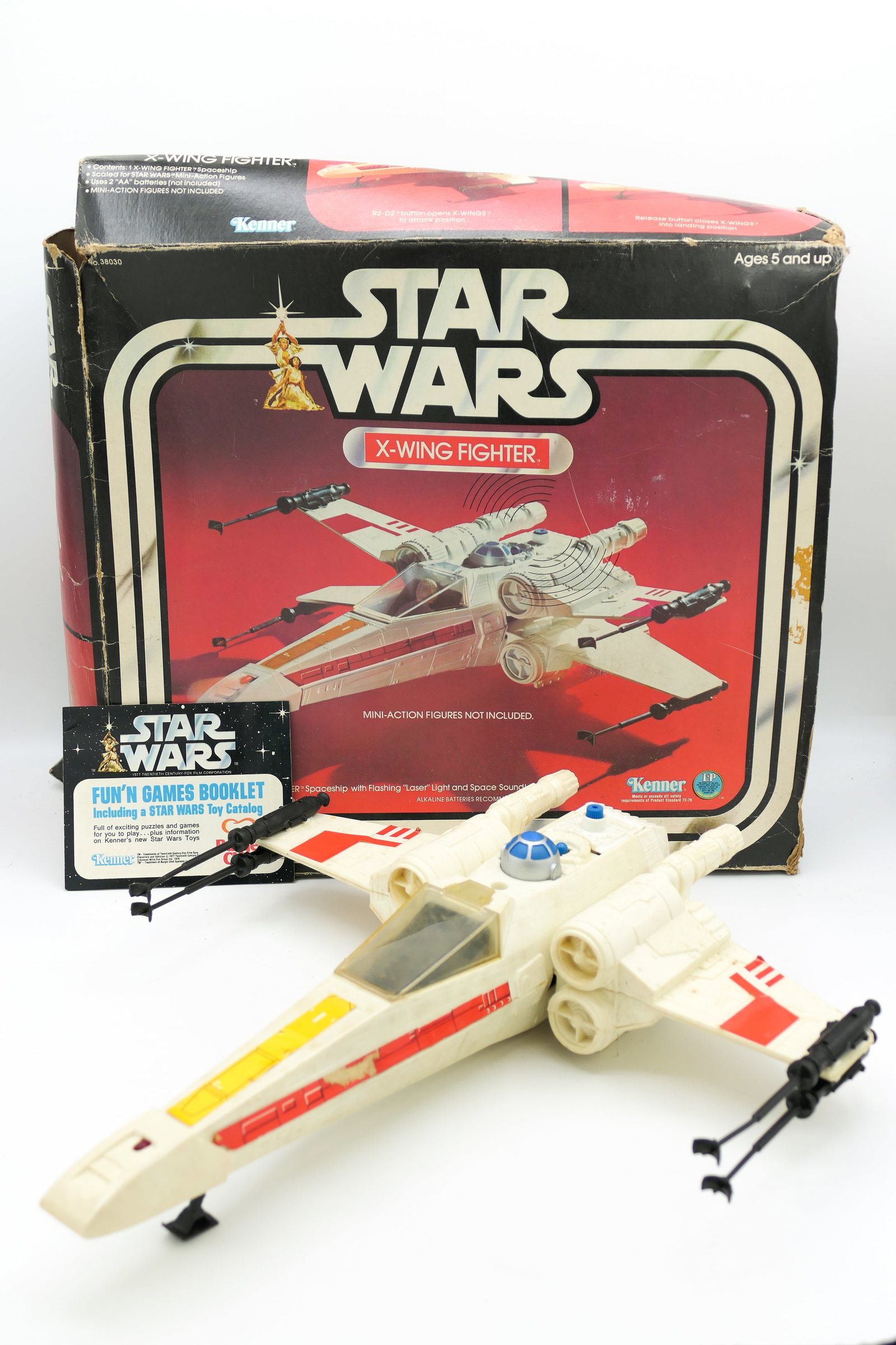 Kenner Star Wars X-Wing: 1978 Kenner #38030 Star Wars X-Wing with original box. Appears complete. Shows wear consistent with age and use. Size: 12"w x 14"l