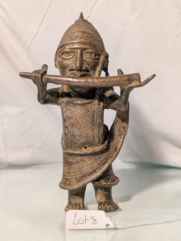 Benin Nigerian Sculpture - Bronze Horn Blower (1 of 15)