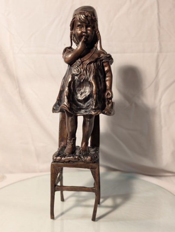 Girl Standing on Chair - Bronze P. J. Mene (1 of 19)