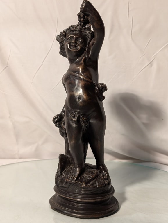 Cherub Holding Grapes - Bronze Sculpture (1 of 9)