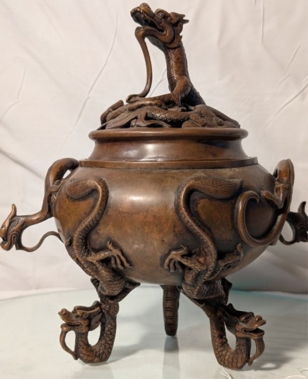 Reticulated Dragon Censer - Bronze Ming Xuande (1 of 9)