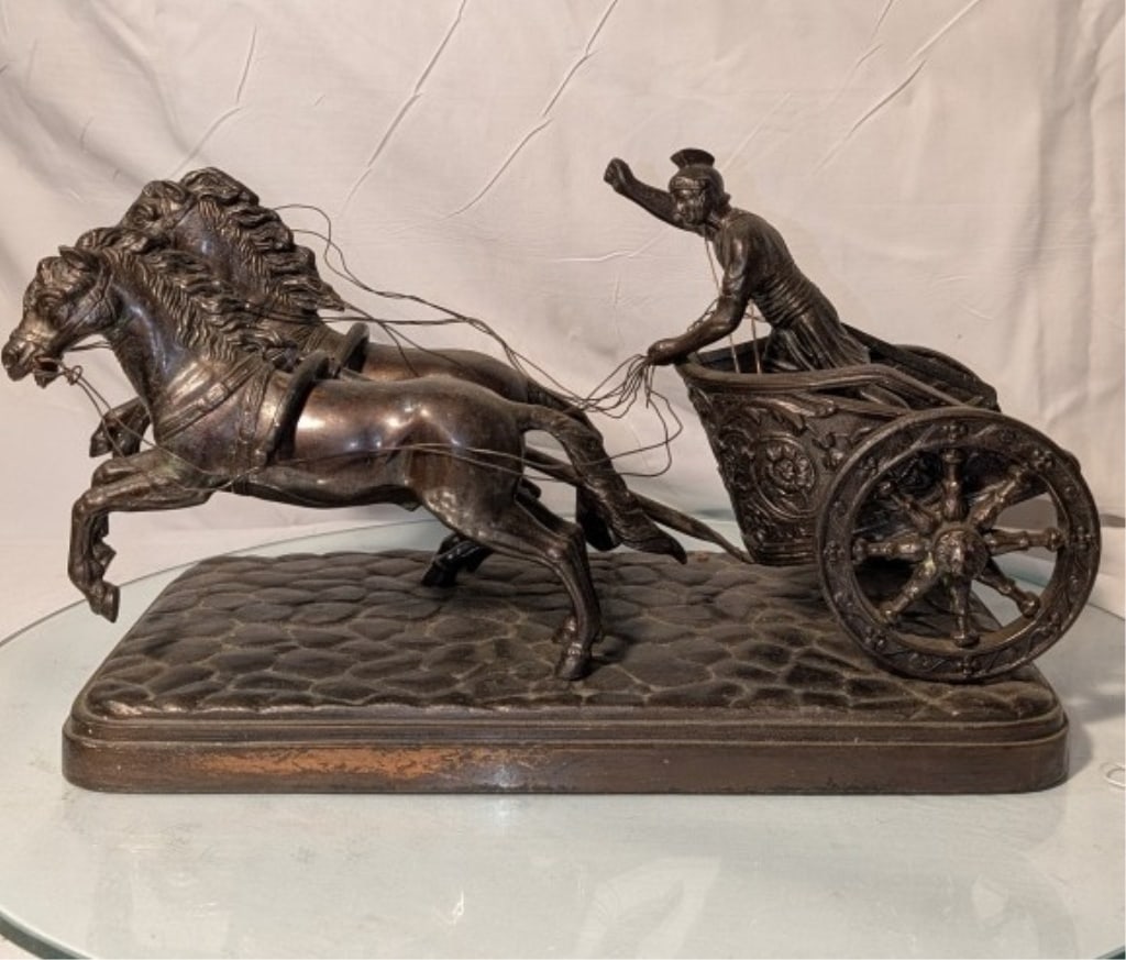 Roman Chariot w/ 2 Horses - Bronze (1 of 14)