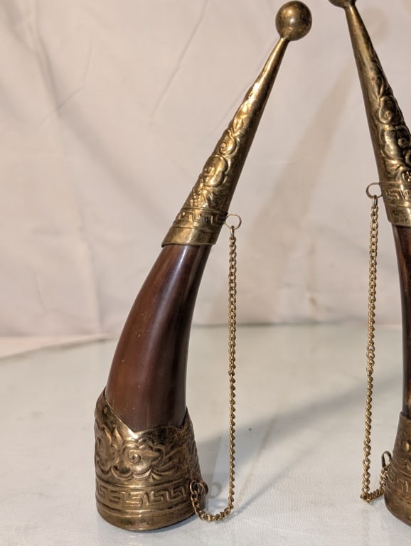 Drinking Horns (Pair) - Antler / Brass (1 of 9)