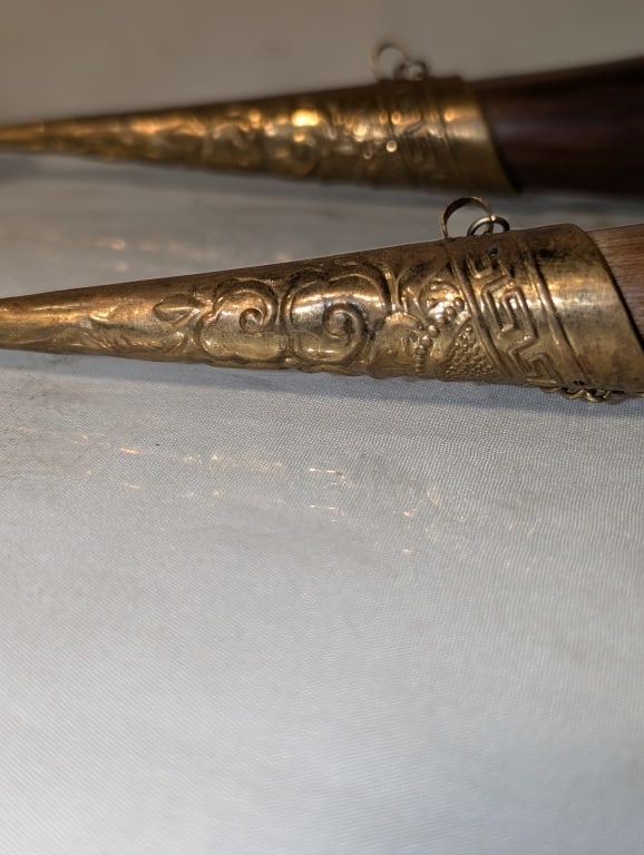 Drinking Horns (Pair) - Antler / Brass - 7