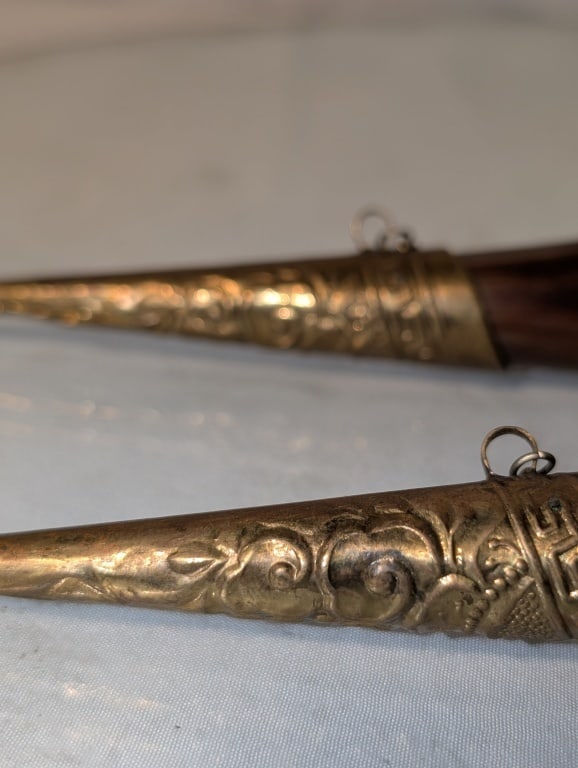 Drinking Horns (Pair) - Antler / Brass - 8