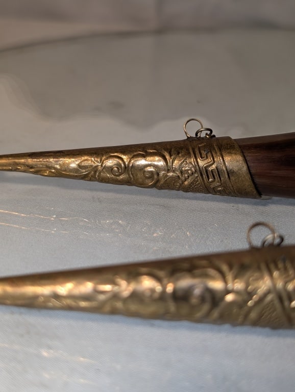 Drinking Horns (Pair) - Antler / Brass - 9