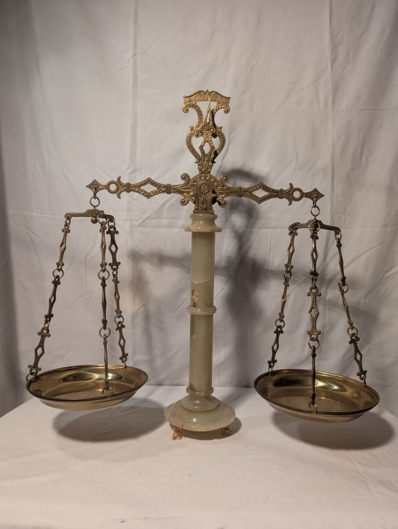 Brass & Green Marble Scales Giuliani Italy (1 of 18)