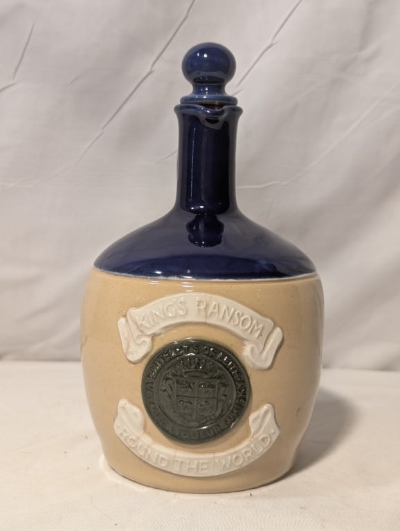 Blue Earthenware Jug w/ Stopper,"King's Ransom" (1 of 9)