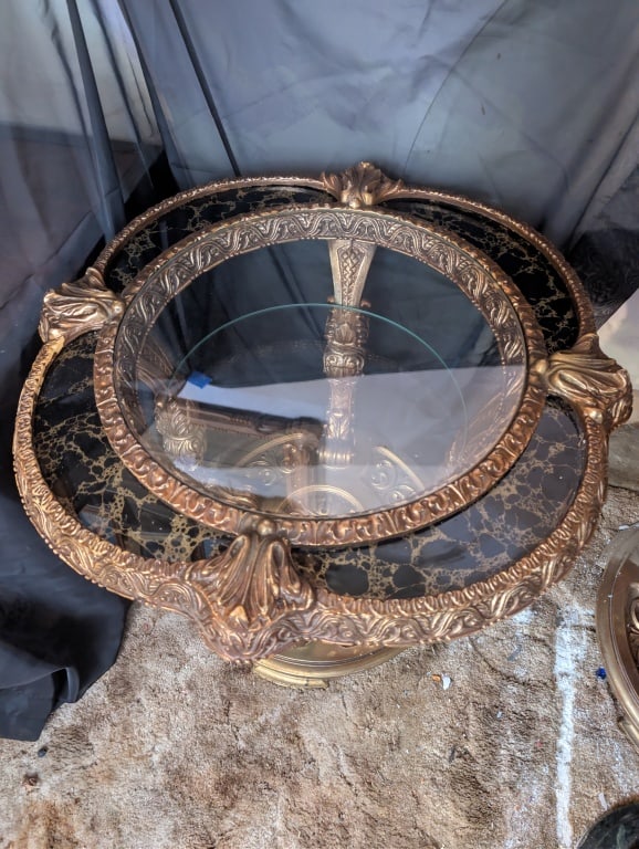 Hollywood Regency End Table - 2 Tier Glass Shelves (1 of 7)