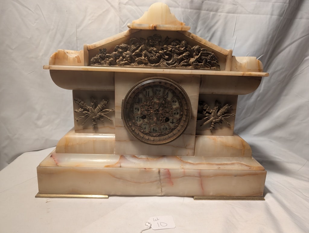 Antique Marble Clock w/ Brass Accents (1 of 15)