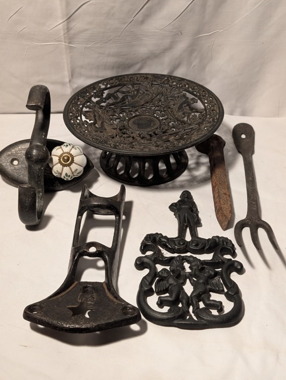 Cast Iron Mixed Lot - R. Emig Pedestal Bowl & More (1 of 5)