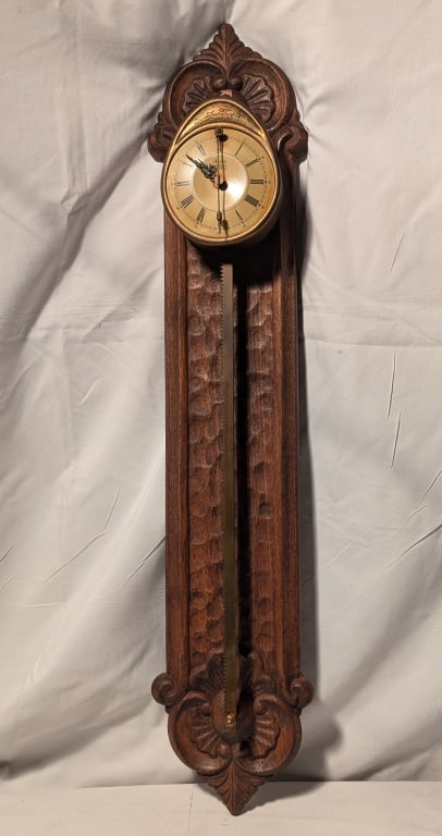 Antique Gravity-Driven Sawtooth Wall Clock Germany (1 of 11)