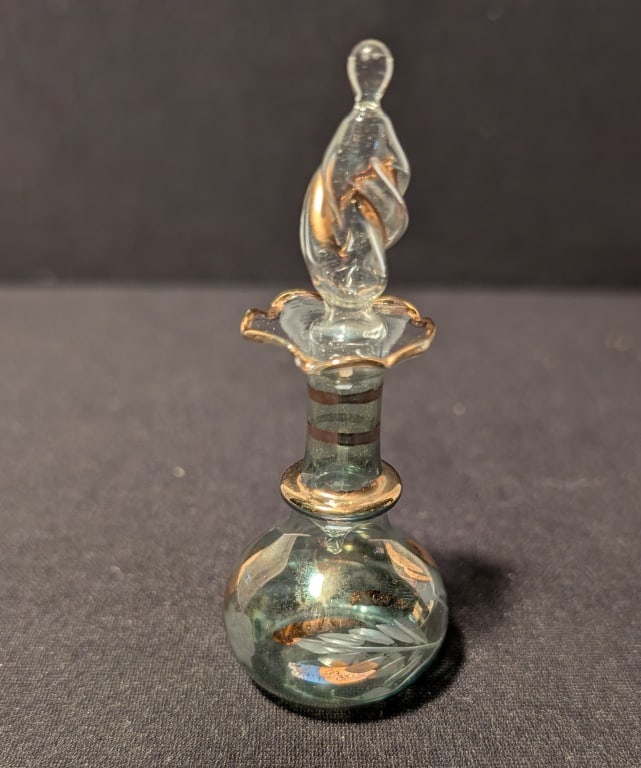 French Perfume Bottle w/ Glass Dabber - Gold Leaf (1 of 5)