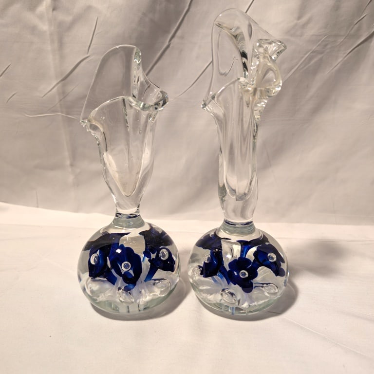 Gibson Crystal Fluted Vases Paperweight -Ser of 2 (1 of 10)