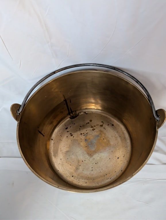 Solid Brass Kitchen Cauldron w Handle - 2