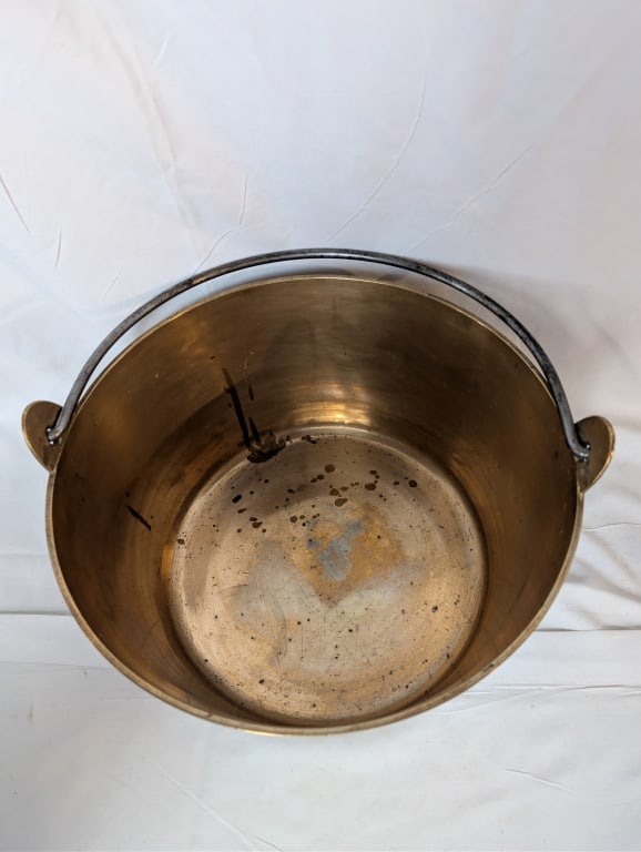 Solid Brass Kitchen Cauldron w Handle - 3