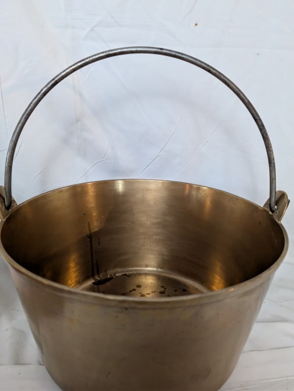 Solid Brass Kitchen Cauldron w Handle - 4