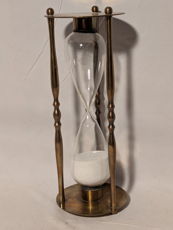 Large Brass Hourglass w/ Oblong Center Glass (1 of 7)