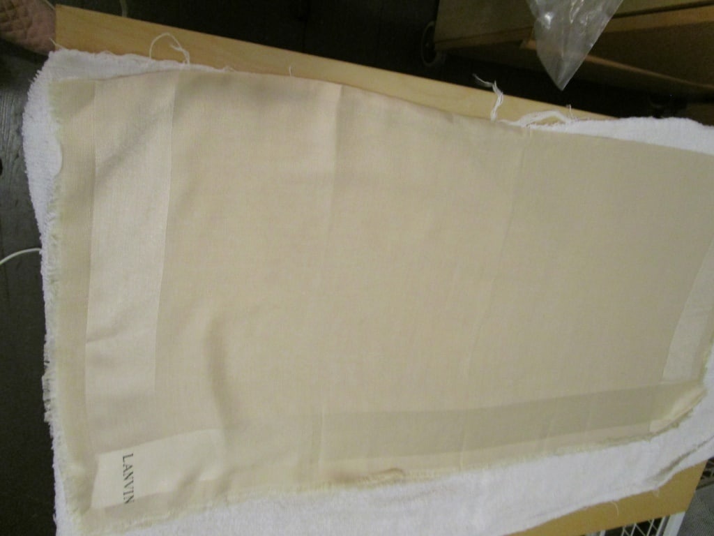 Vtg Lanvin Taupe Scarf w/ Fringe Italy (1 of 4)