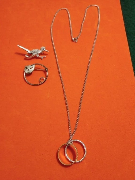 GP & SP Bands on Sterling Necklace & 2 Pins (1 of 5)