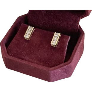 Three Stone Diamond Earrings: Each Earring is set with 3 full cut diamonds - approximate total weights for pair 0.72 carats The diamonds grade I1-I2 in clarity and I-K in color. Earrings weigh 2.40 grams. Threaded post with