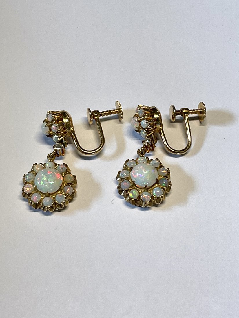 14K Yellow Gold Opal Drop Earrings (1 of 4)