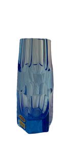 Moser Blue Glass Bud Vase: Moser Blue Glass Bud Vase. Measurements: 6" tall and 2.5" wide. Weighs 3lb. **Shipping on this item offered through, UPS (843) 203-3466 store7194@theupsstore.com , Pak Mail 843-849-0310 -