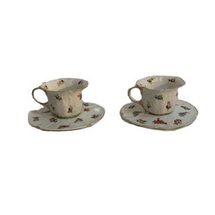 German Meissen Porcelain Cups and Saucers: Saucer diameter: 5.5" , Cup diameter: 3.25" , Height: 2.25" Entire lot weight: 0.8 lb. **Shipping on this item offered through, UPS (843) 203-3466 store7194@theupsstore.com , Pak Mail 843-849-0310 -