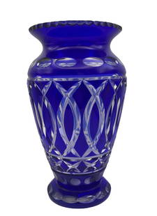 Vintage Czech Blue Bohemian Crystal Vase: 9" tall 4.75" Widest point, 3.5 W at base. Weighs 2 lb 9.4 ounces. **Shipping on this item offered through, UPS (843) 203-3466 store7194@theupsstore.com , Pak Mail 843-849-0310 -