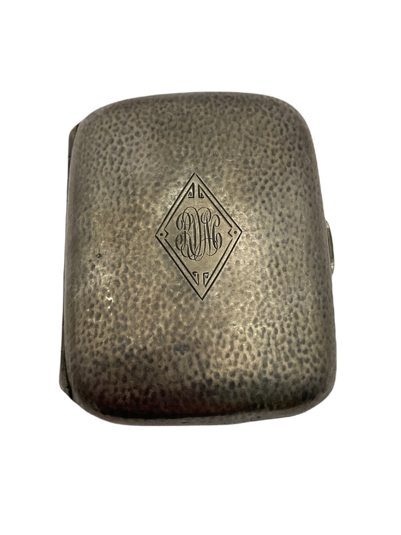 Antique Hand Hammered Sterling Silver Cigarette Case Engraved (1 of 7)