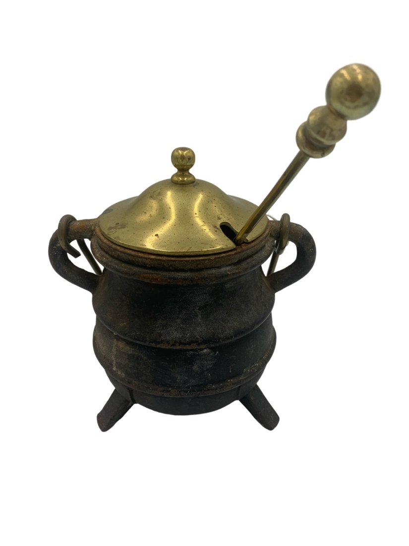 Cast Iron Fire Starter with Brass Handles and Top (1 of 5)