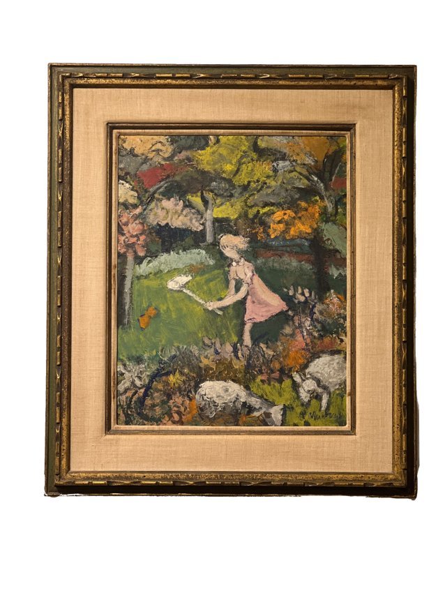 New Yorker Artist Abe Birnbaum Original oil painting: Abe Birnbaum - An Artist and illustrator who painted nearly 200 covers for the New Yorker in 39 years.With frame: 28 1/4 H x 24 Without frame: Roughly 16 W x 20 H. Roughly 7 lbs. **Shipping on this it
