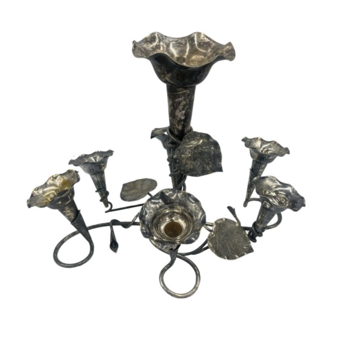 Antique Art Nouveau Centerpiece Epergne, Callalily-Form (1 of 8)