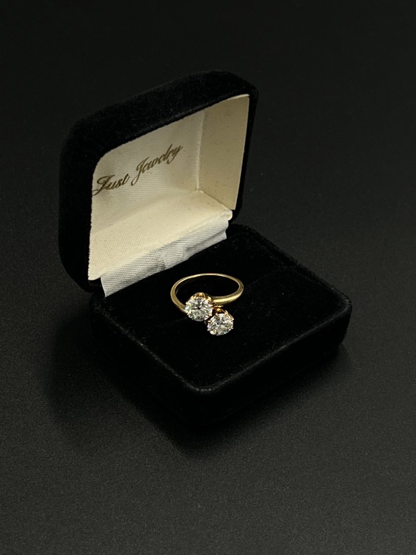18kt.Gold By-Pass Designed Two Stone Diamond Ring (1 of 10)