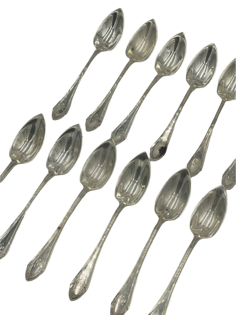 Antique Sterling Silver Set of 12 Grapefruit Spoons - made in Charleston, SC by James Allan (1 of 5)