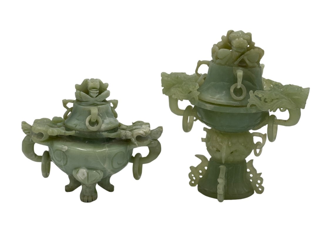 Carved Jade Incense Holders - Lot of 2 (1 of 13)