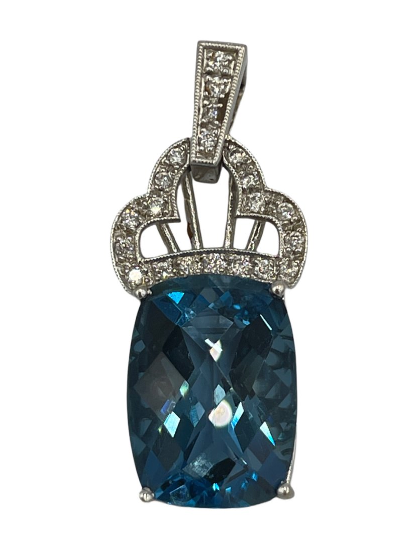 14kt. London Blue Topaz & Diamond Pendant (1 of 8)